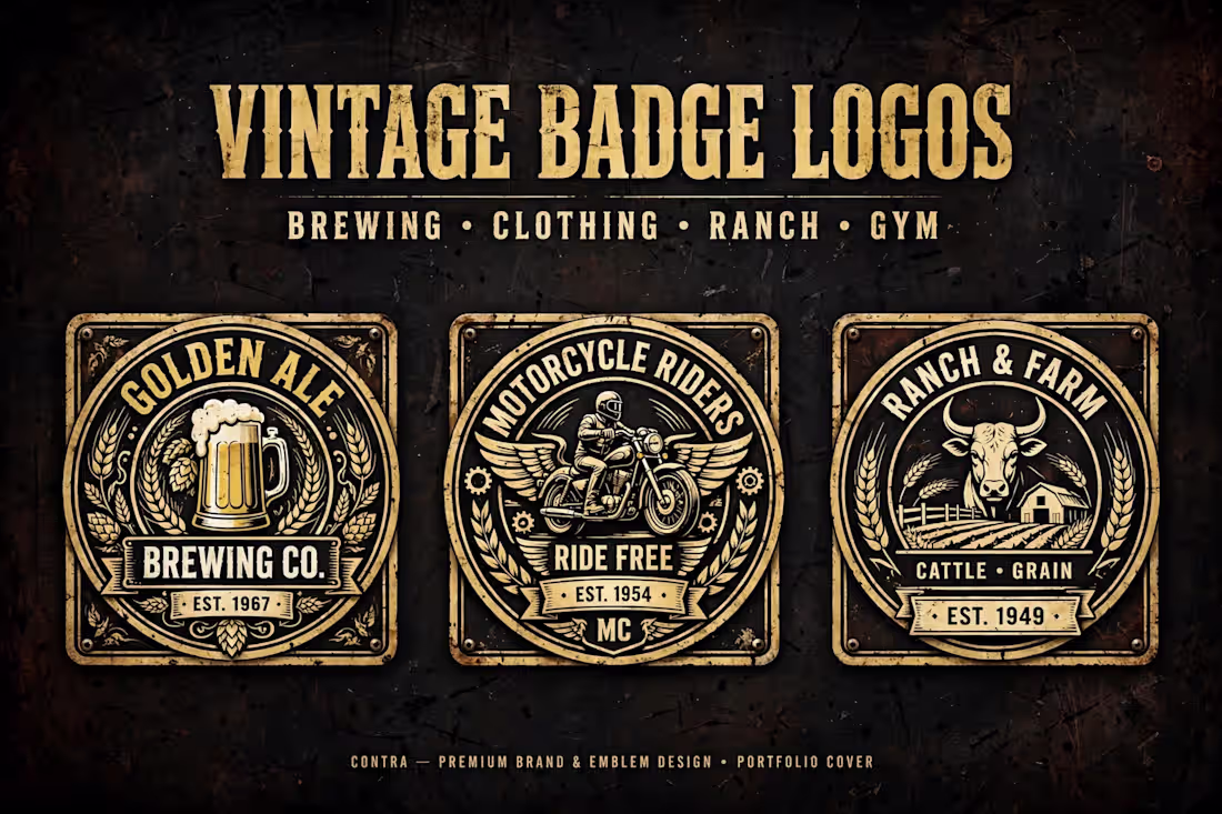 Cover image for Vintage Retro Badge Logo - Brewing, Clothing, Ranch