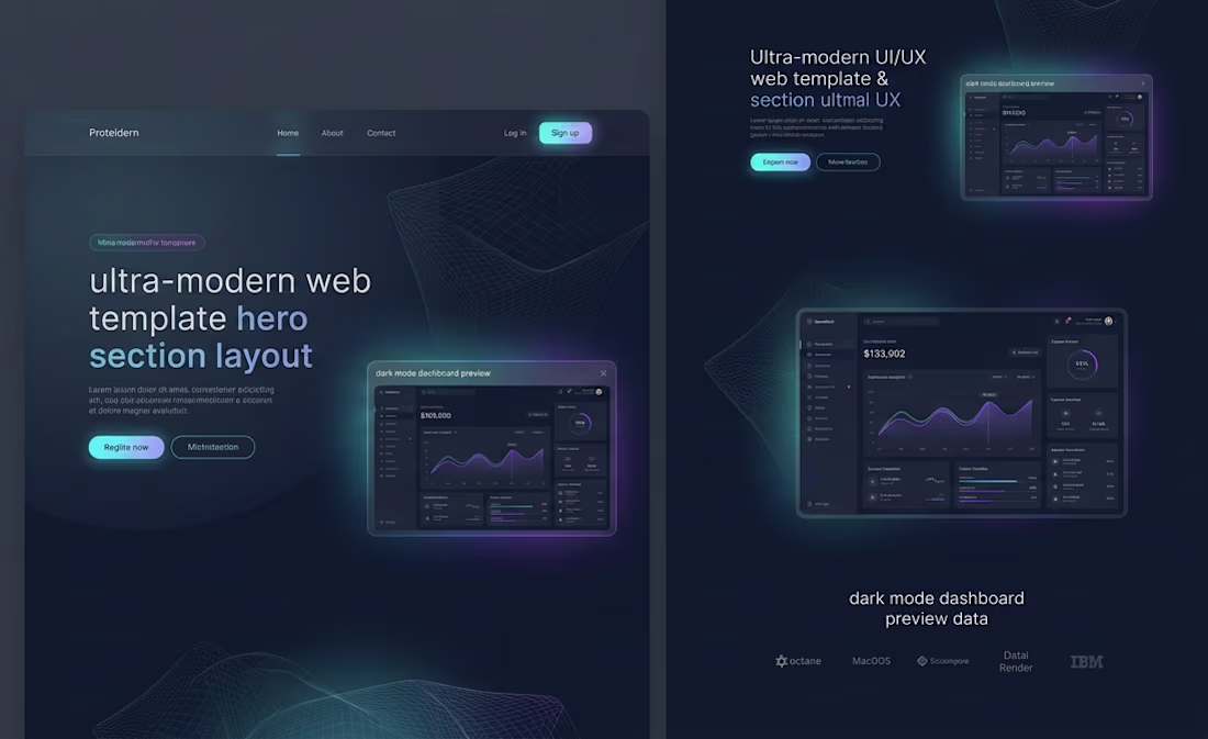 Cover image for I build this dark themed, modern style Framer-Template