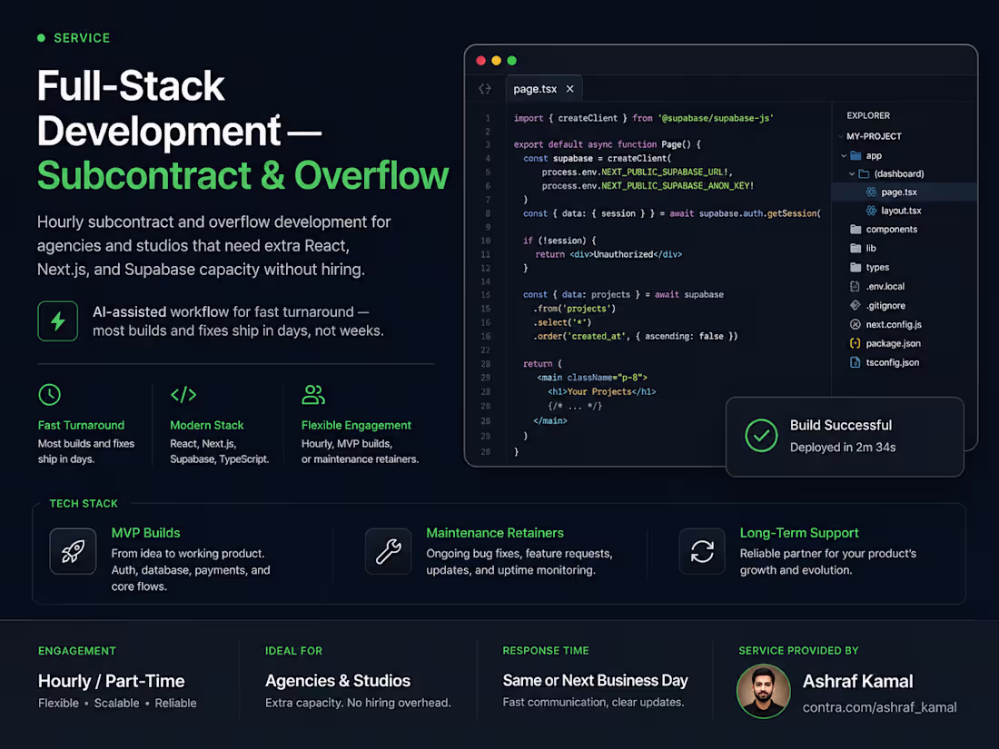 Cover image for Full-Stack Development — Subcontract & Overflow