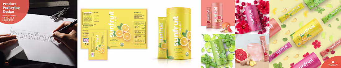 Cover image for product packaging design for Sunfruit powdered drinks
