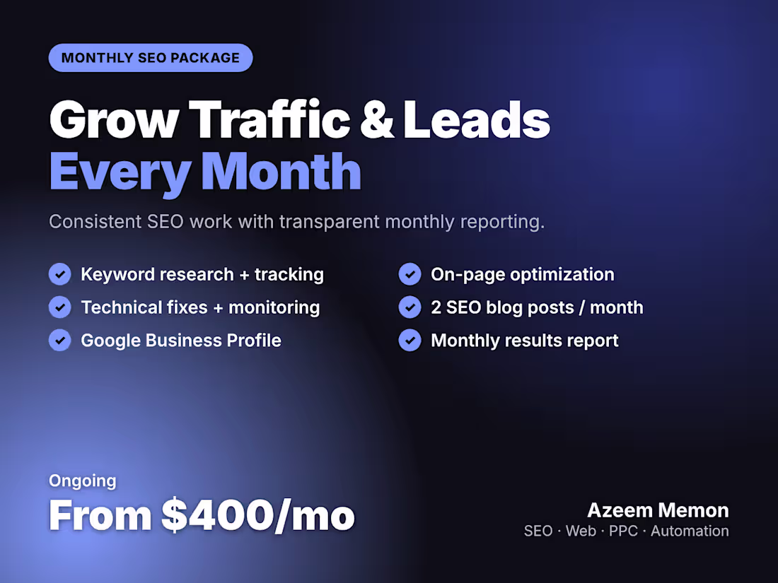Cover image for Monthly SEO Package