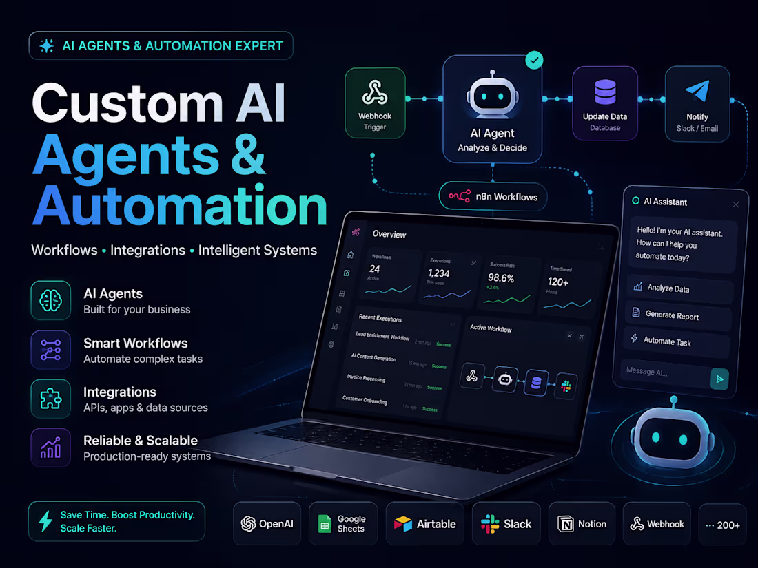 Cover image for I will build a Custom AI Agent or n8n Automation