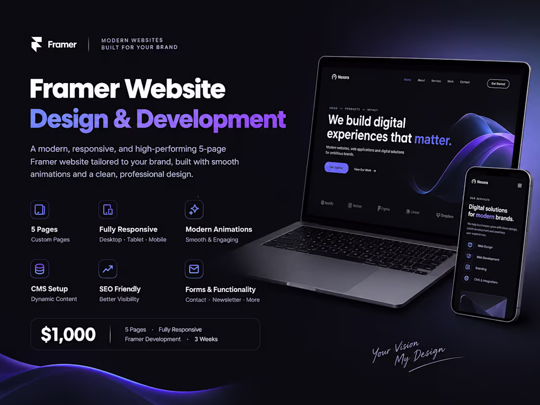 Cover image for Framer Website Design & Development (Up to 5 Pages)