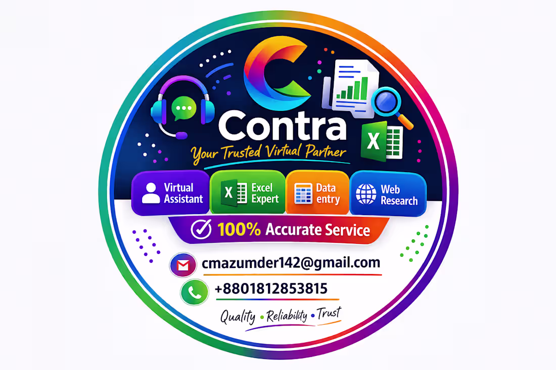 Cover image for I will do accurate data entry, copy paste and Excel work