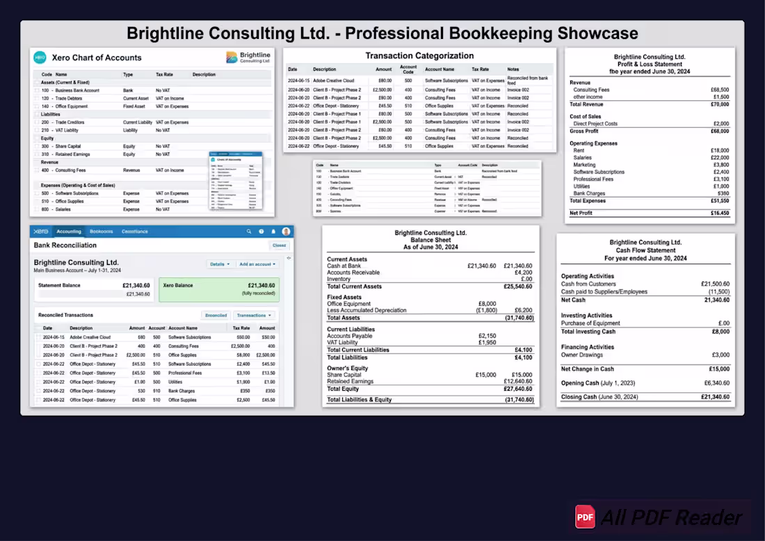 Cover image for Professional Bookkeeping & Financial Reporting (Xero,QuickBooks)