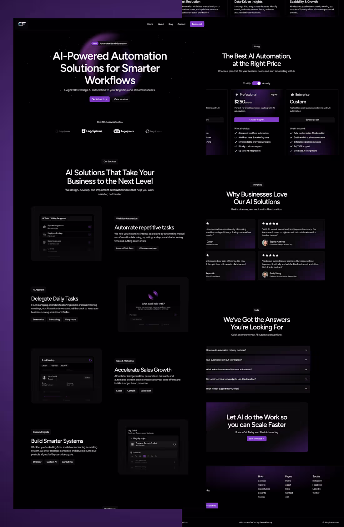 Cover image for Built an AI automation website with sleek dark UI & smart wo...