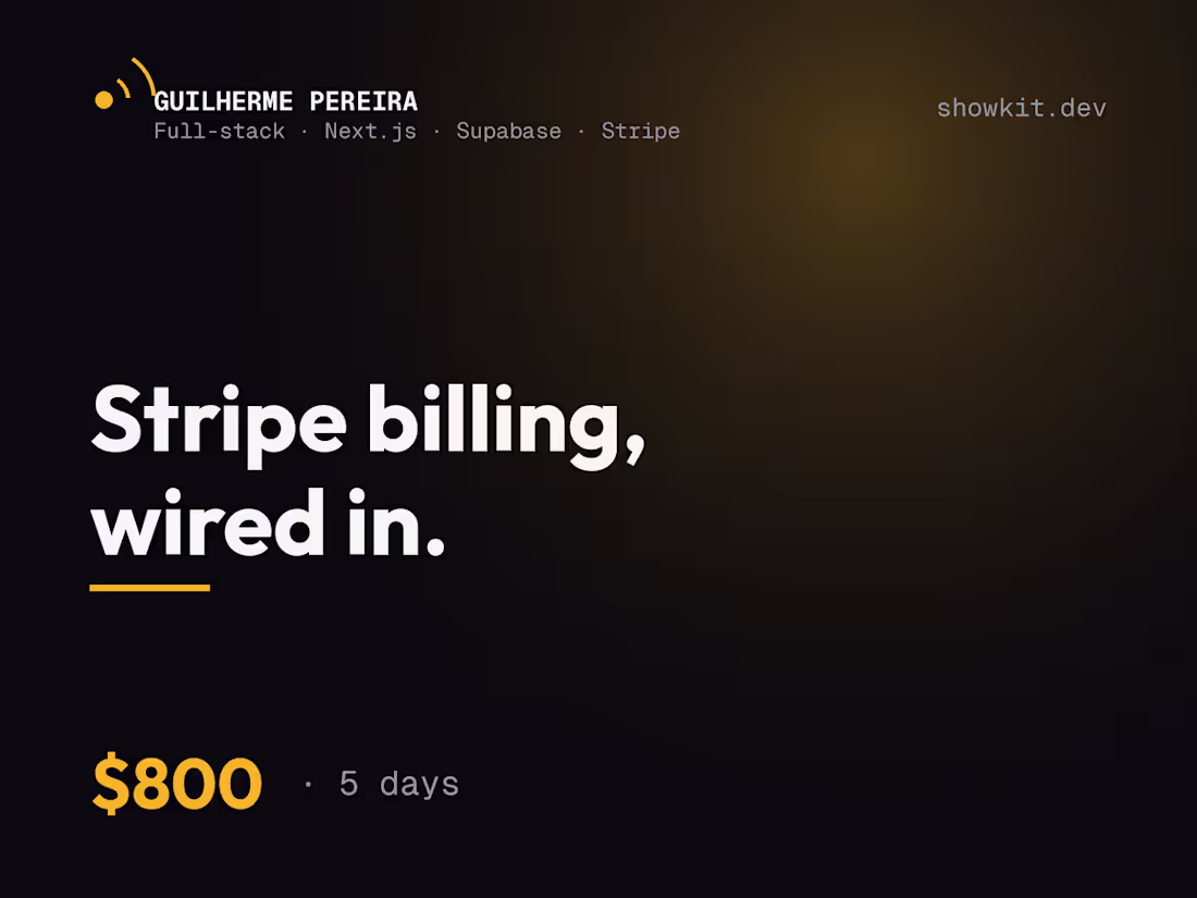 Cover image for Stripe billing wired into your SaaS — in 5 days