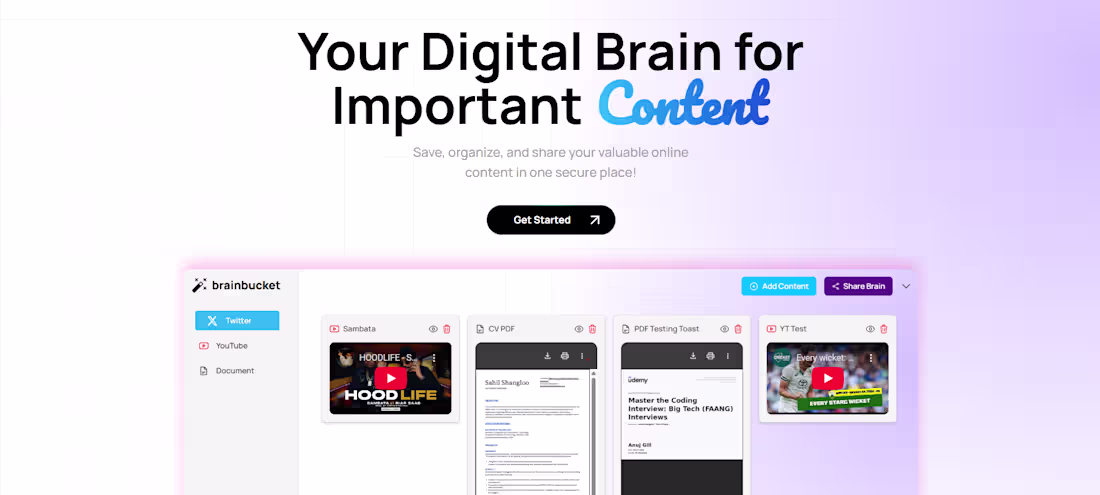 Cover image for BrainBucket is a personal content