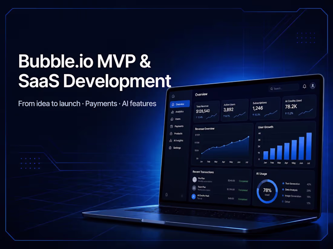 Cover image for Bubble MVP & SaaS Web App Development for Startups
