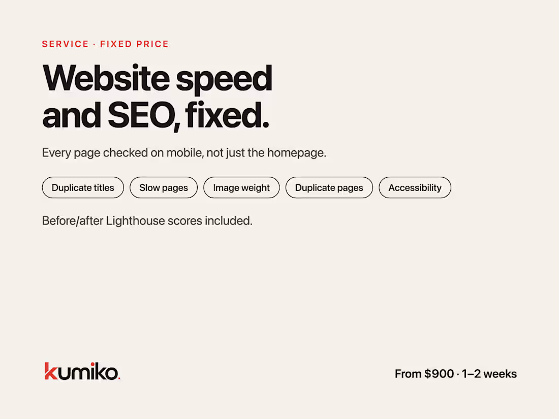 Cover image for Website speed and SEO fix