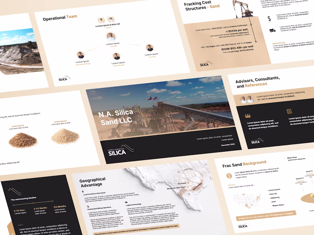 Cover image for Investor Pitch Deck Redesign for N.A. Silica Sand LLC