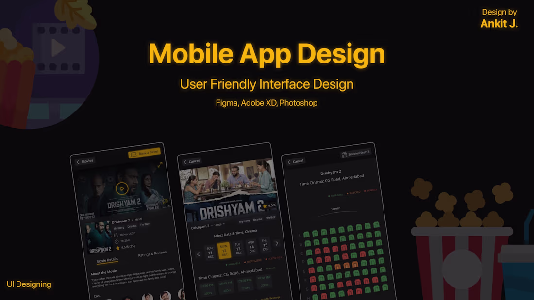 Cover image for Movie Ticket Booking App (Mobile Apps Design)