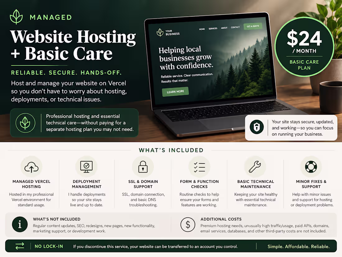 Cover image for Website Hosting + Care