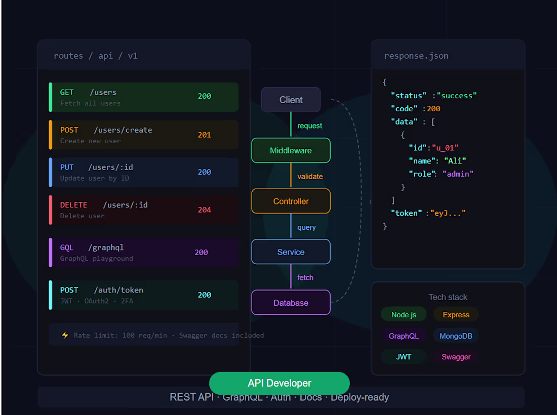 Cover image for Scalable REST API & GraphQL Backend Development