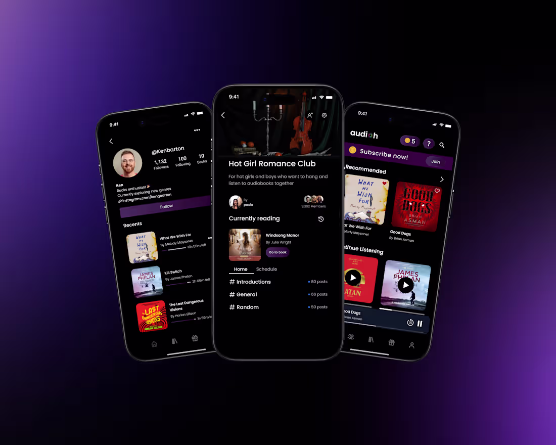 Cover image for Social Audiobook Platform (Product Design, UI/UX)
