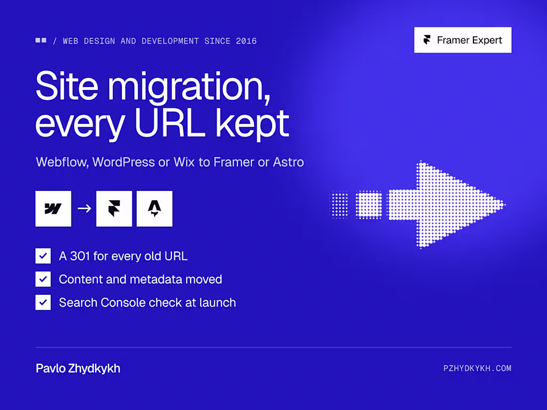 Cover image for Website Migration to Framer or Astro, Every URL Kept