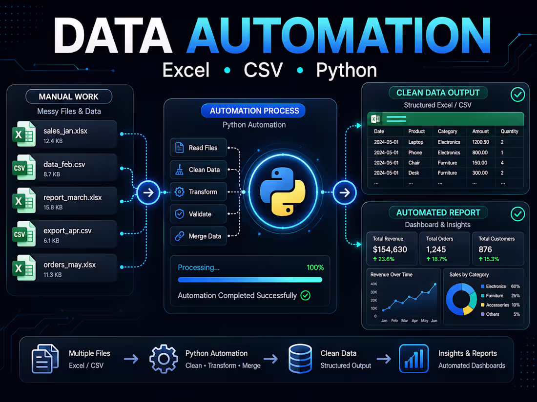 Cover image for I will automate repetitive Excel and data tasks with Python