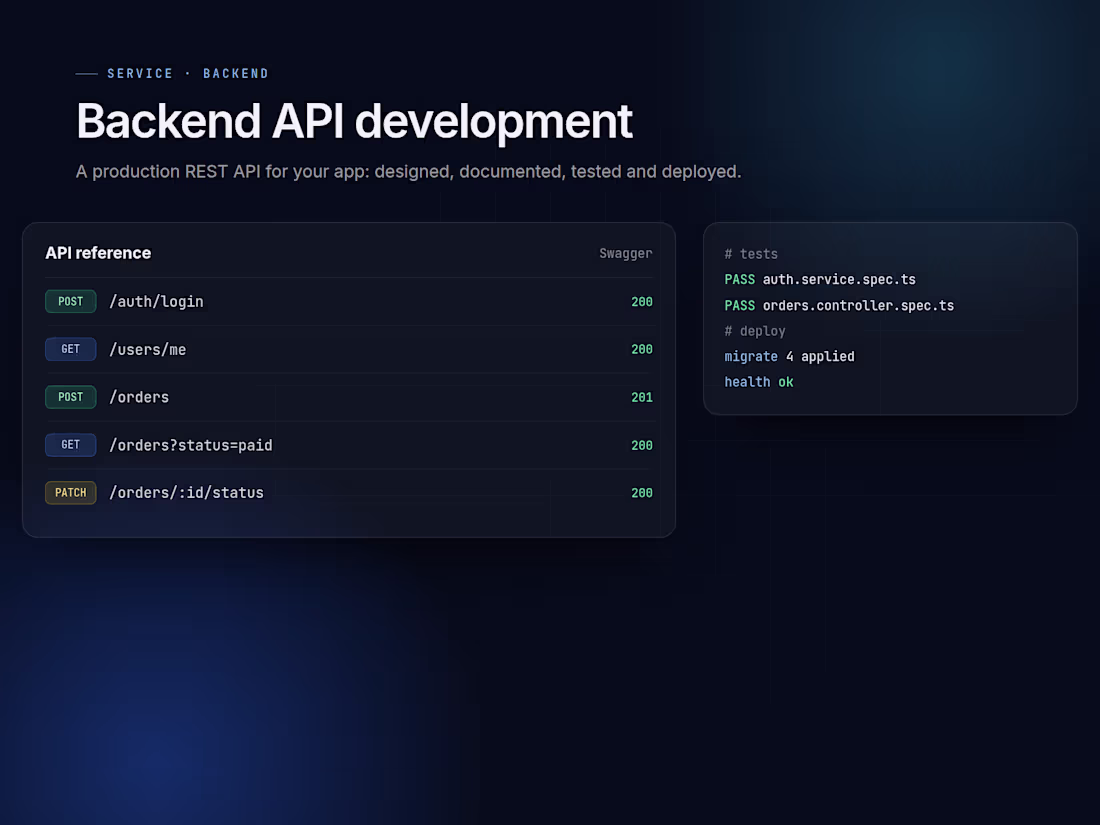 Cover image for  Backend API development with Node.js, NestJS or FastAPI