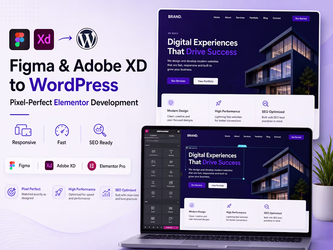 Cover image for 🎨 Figma / Adobe XD to WordPress Elementor Development