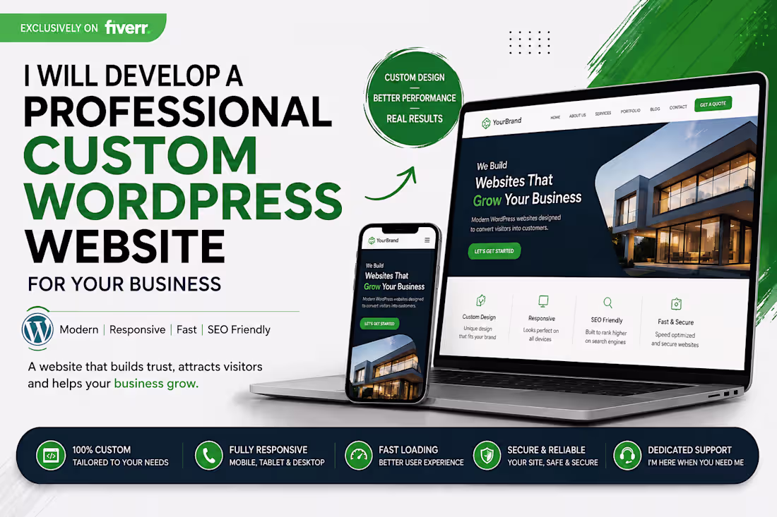 Cover image for I develop custom WordPress websites