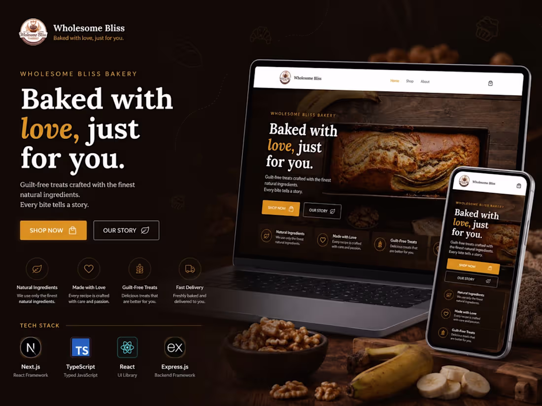Cover image for Wholesome Bliss Bakery website