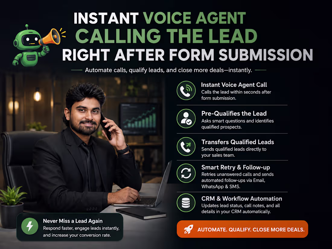 Cover image for Instant Voice Agent Calling the Lead Right After Form Submission
