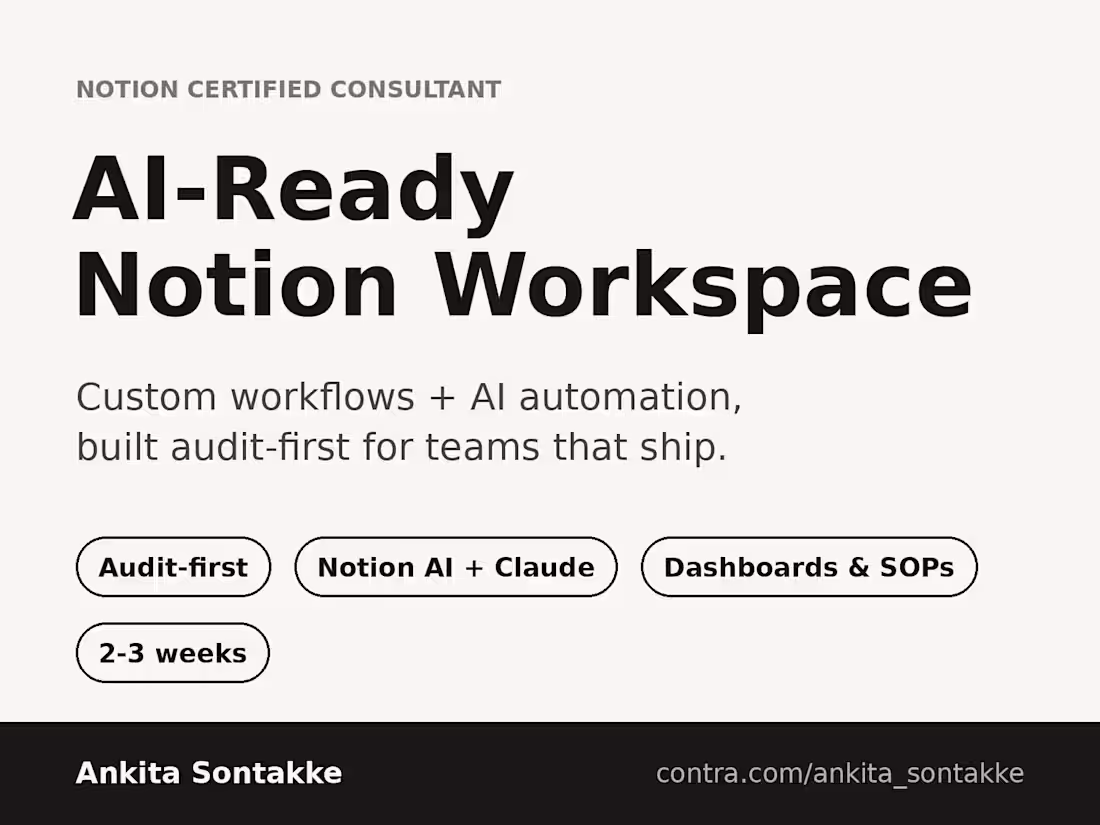 Cover image for AI-Ready Notion Workspace: Custom Workflows + AI Automation