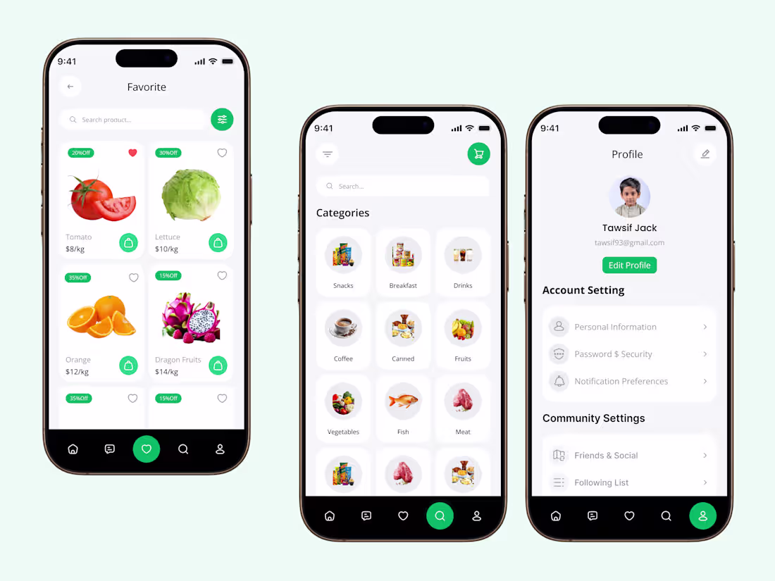 Cover image for Grocery Shopping Mobile App UI/UX Design
