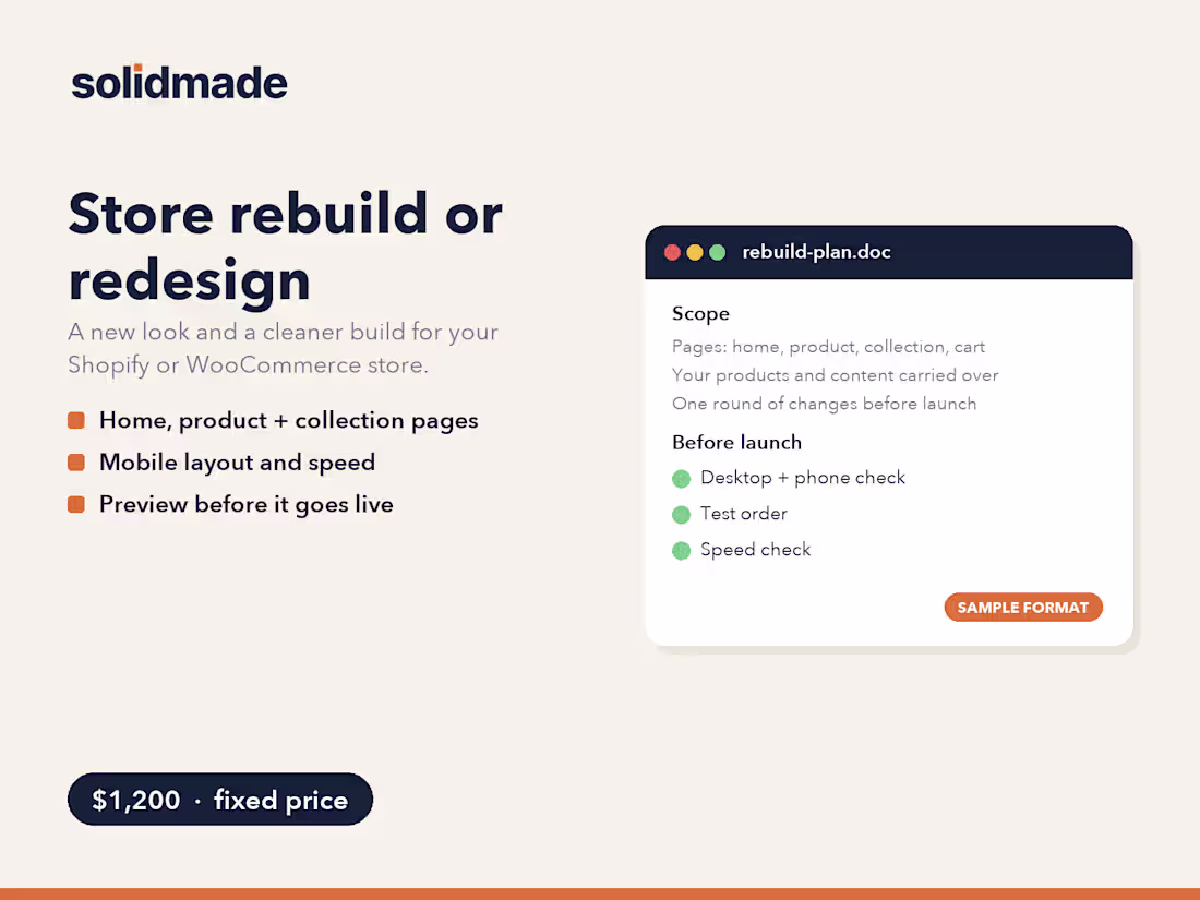 Cover image for Shopify or WooCommerce store rebuild or redesign