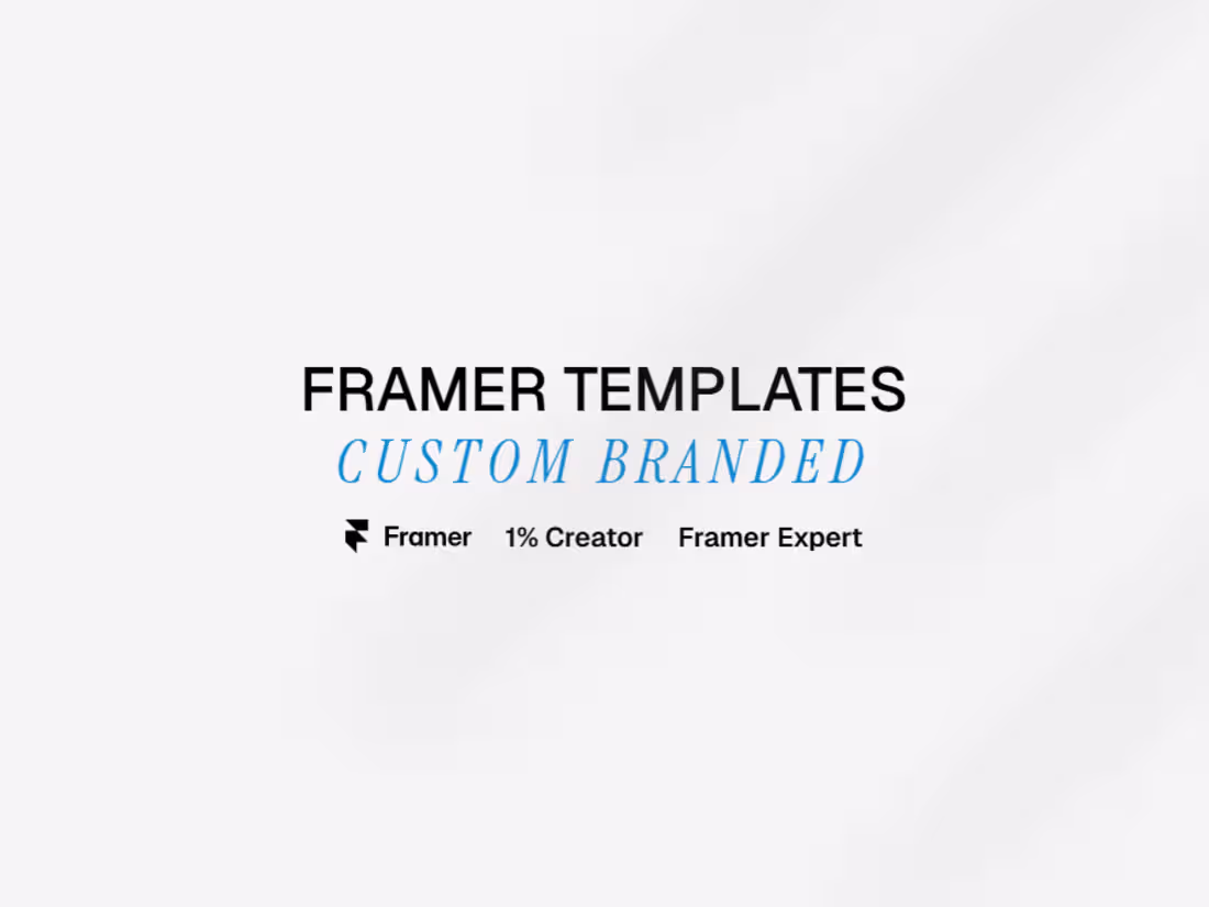 Cover image for Framer Template Customization & Setup