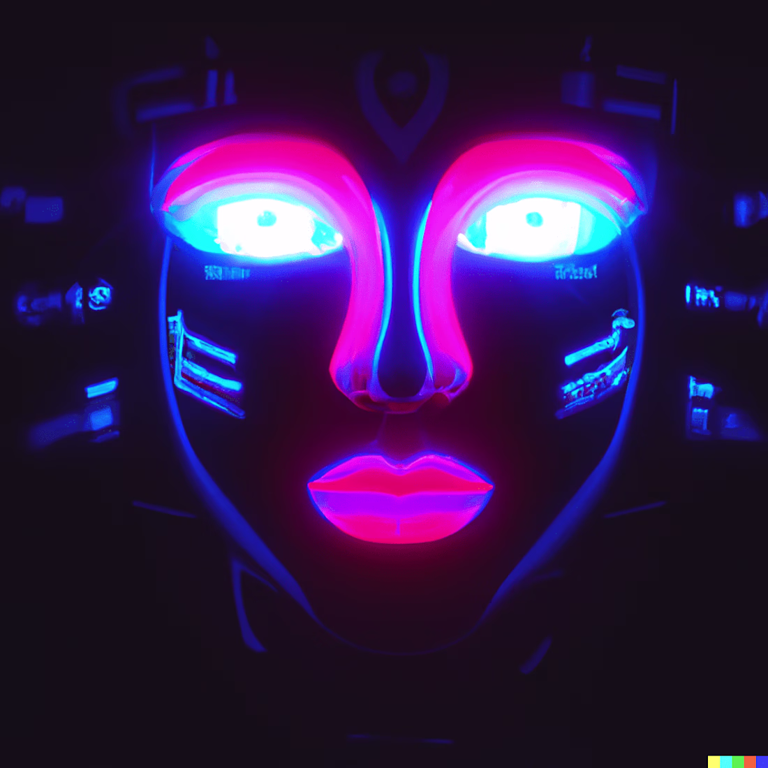 Cover image for 50 AI-Generated Neon Face Visuals for Nightclub Screens