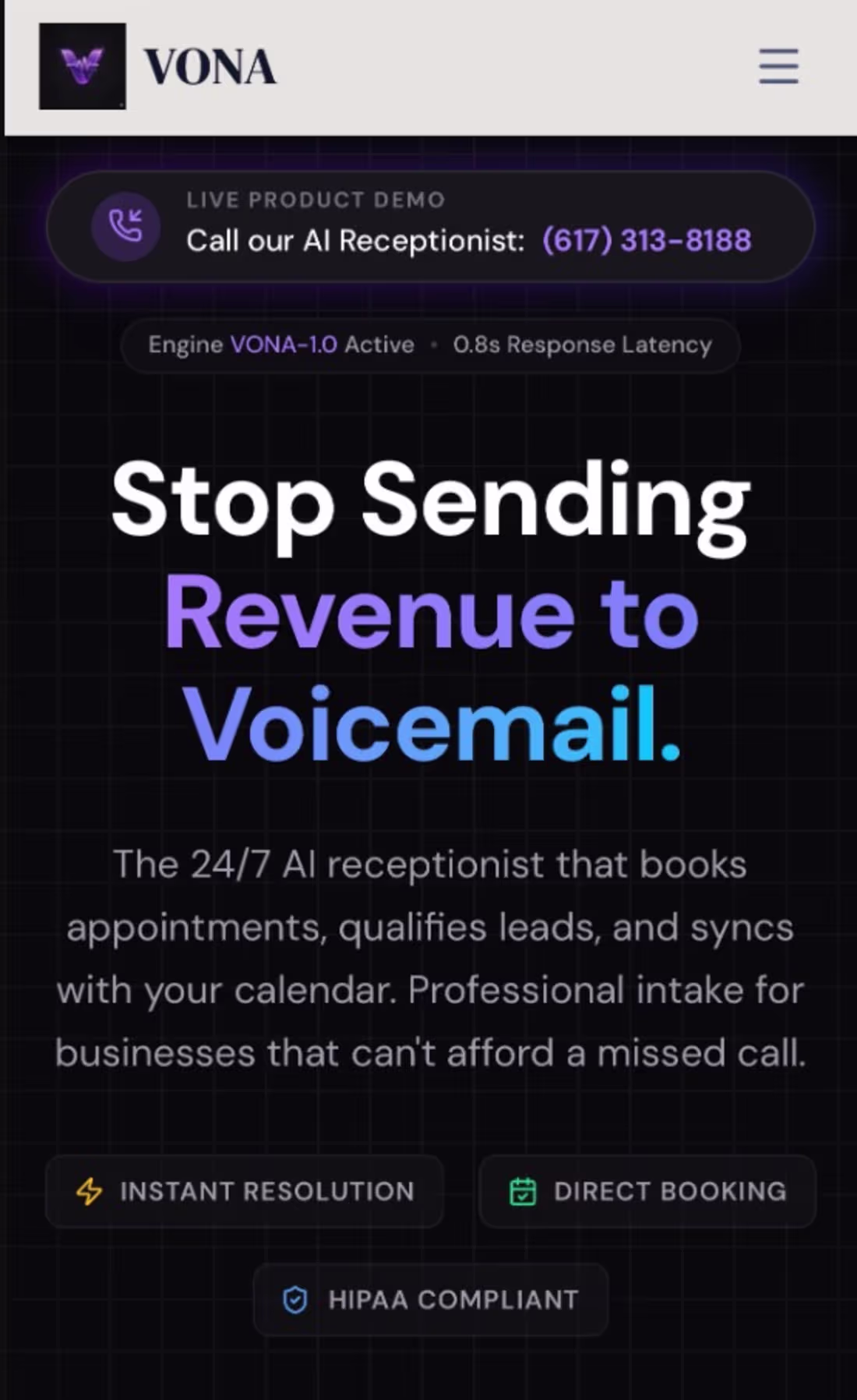 Cover image for AI Receptionist
Vona is a powerful,