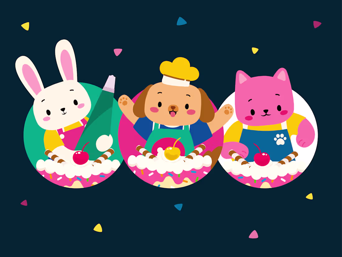 Cover image for Let's Decorate Cake - 2D Illustration Animal Character