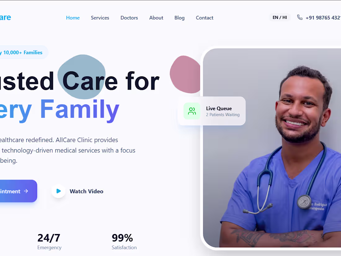 Cover image for AllCare Clinic: Family Healthcare Website