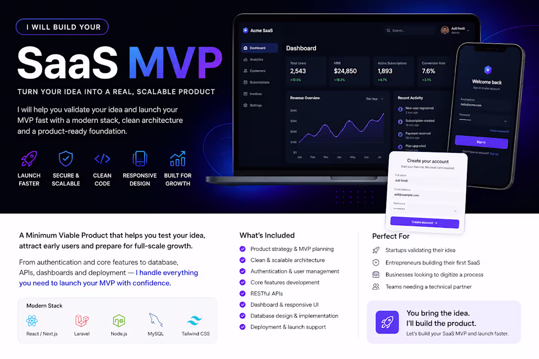 Cover image for I will build your SaaS MVP