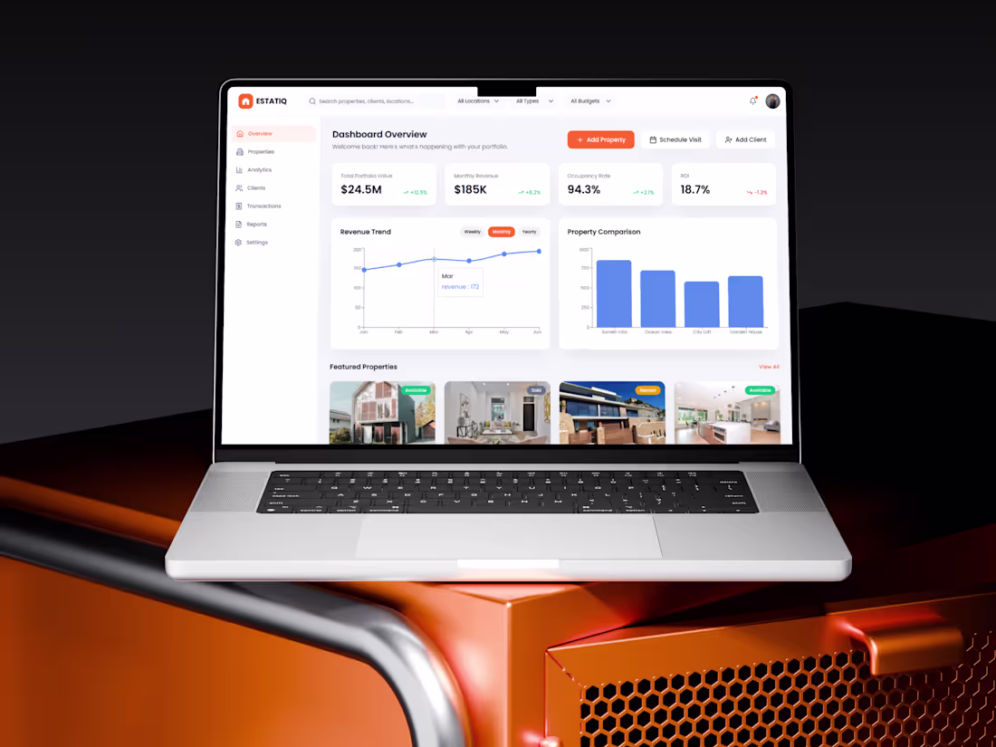 Cover image for ESTATIQ Real Estate Dashboard Design