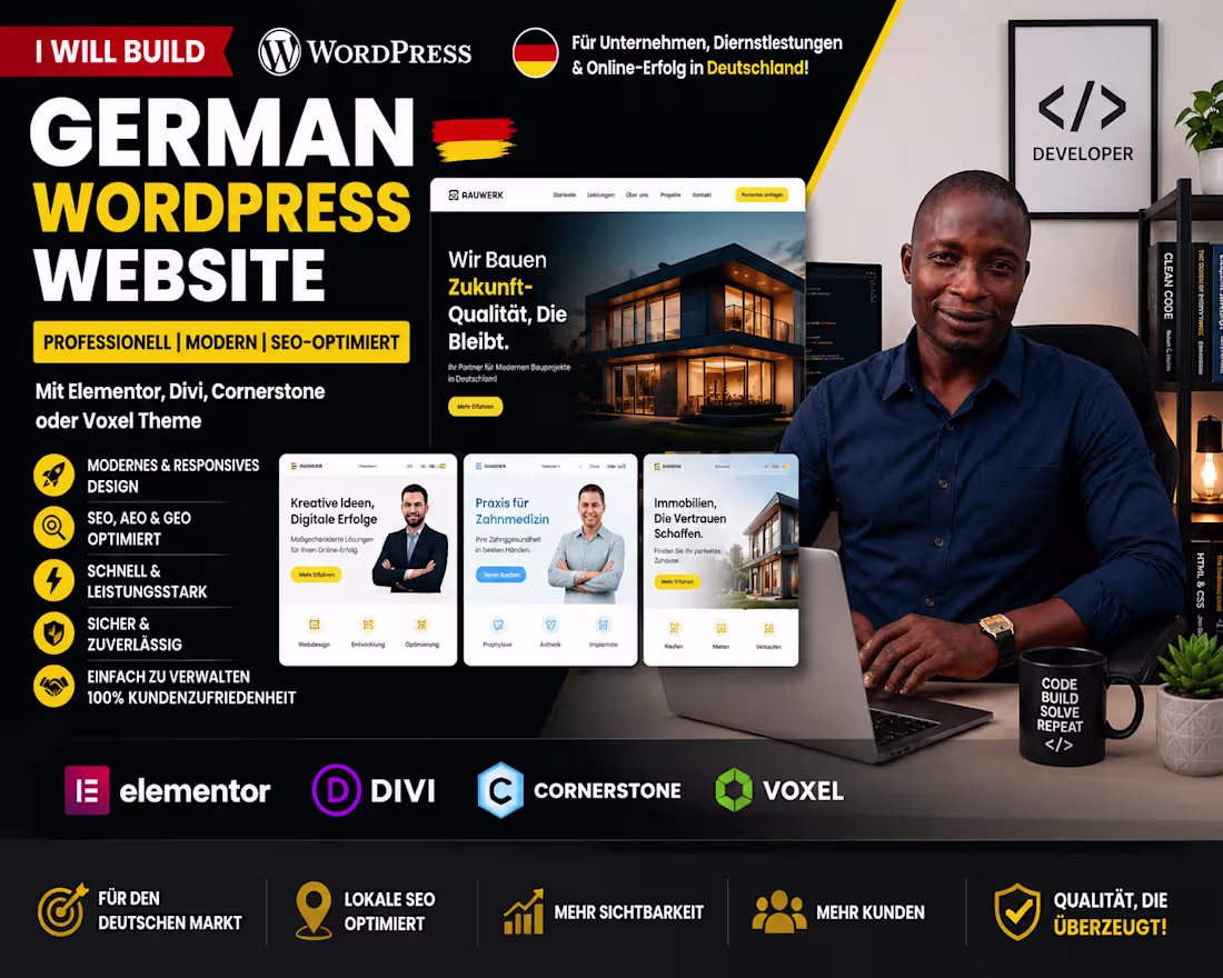 Cover image for I Build German WordPress Websites Using Elementor and Divi