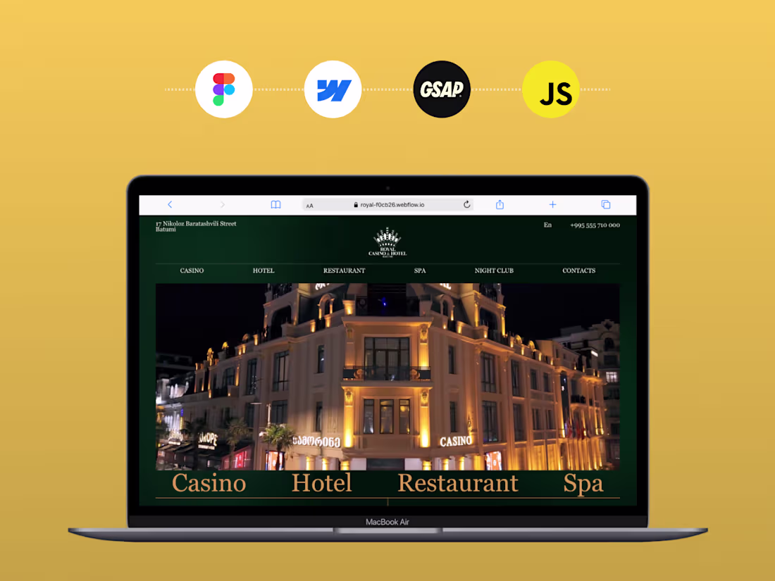 Cover image for Royal Casino & Hotel — design and Webflow build