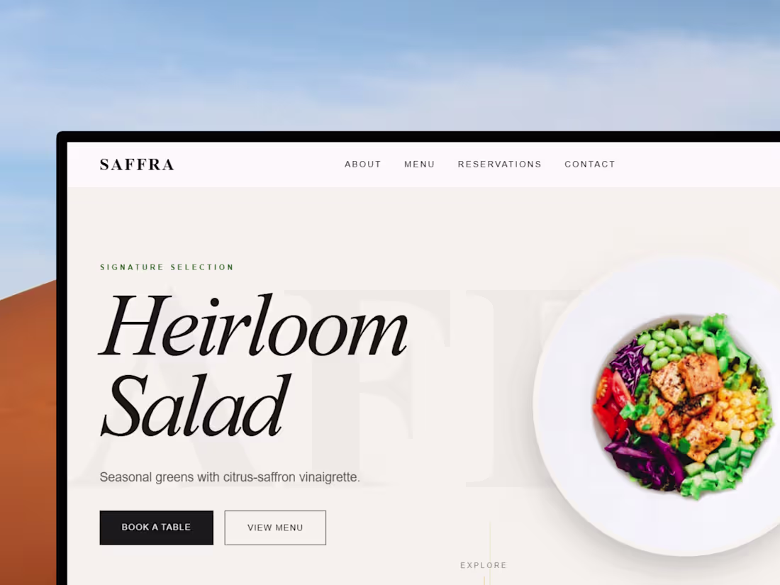 Cover image for Saffra - Modern Restaurant Website Experience