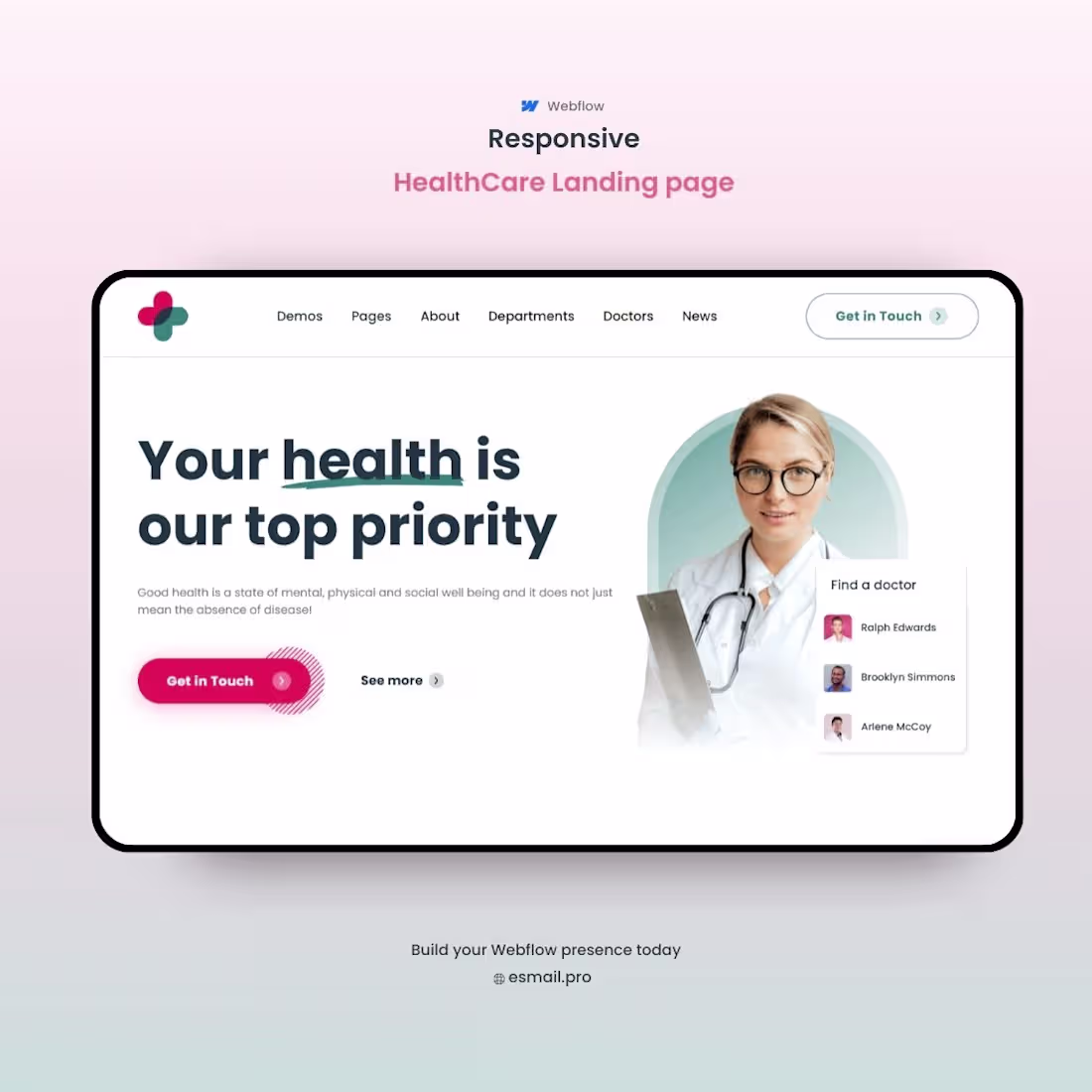 Cover image for Healthcare Landing Page Design on Webflow