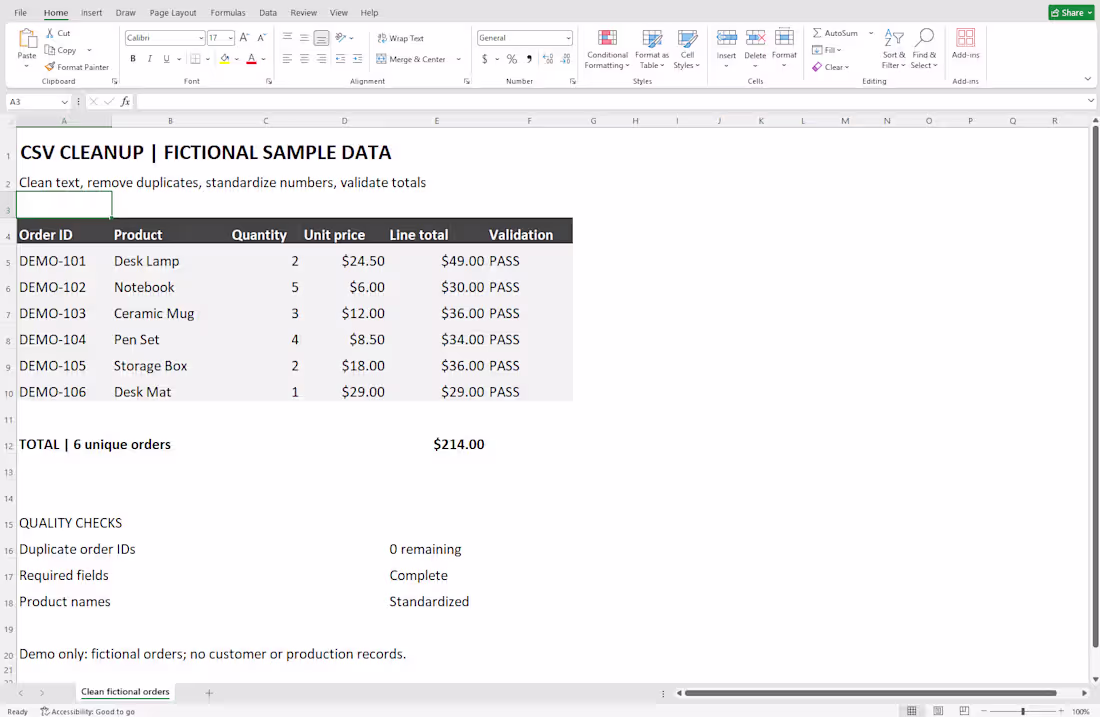 Cover image for Excel/CSV Cleanup