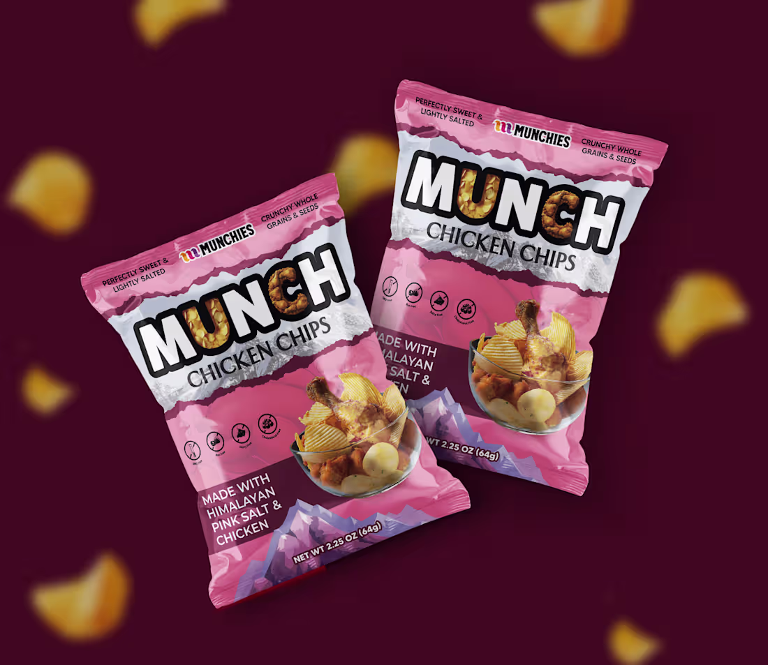 Cover image for MUNCH—Chicken Chips Packaging Design
A bold