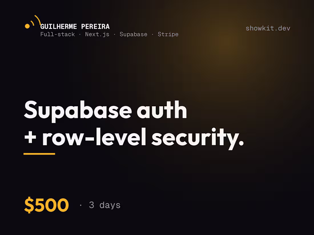 Cover image for Supabase auth + row-level security, done right — 3 days
