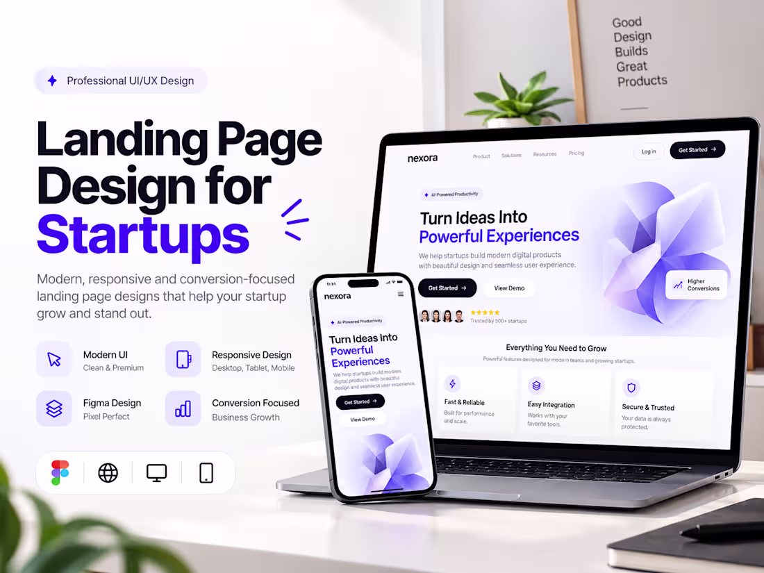 Cover image for Figma Landing Page Design for Startups