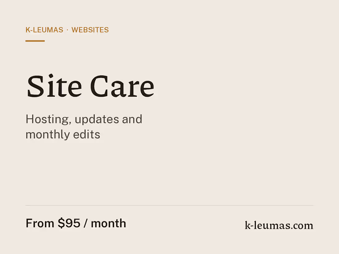 Cover image for Site Care: hosting, updates and monthly edits