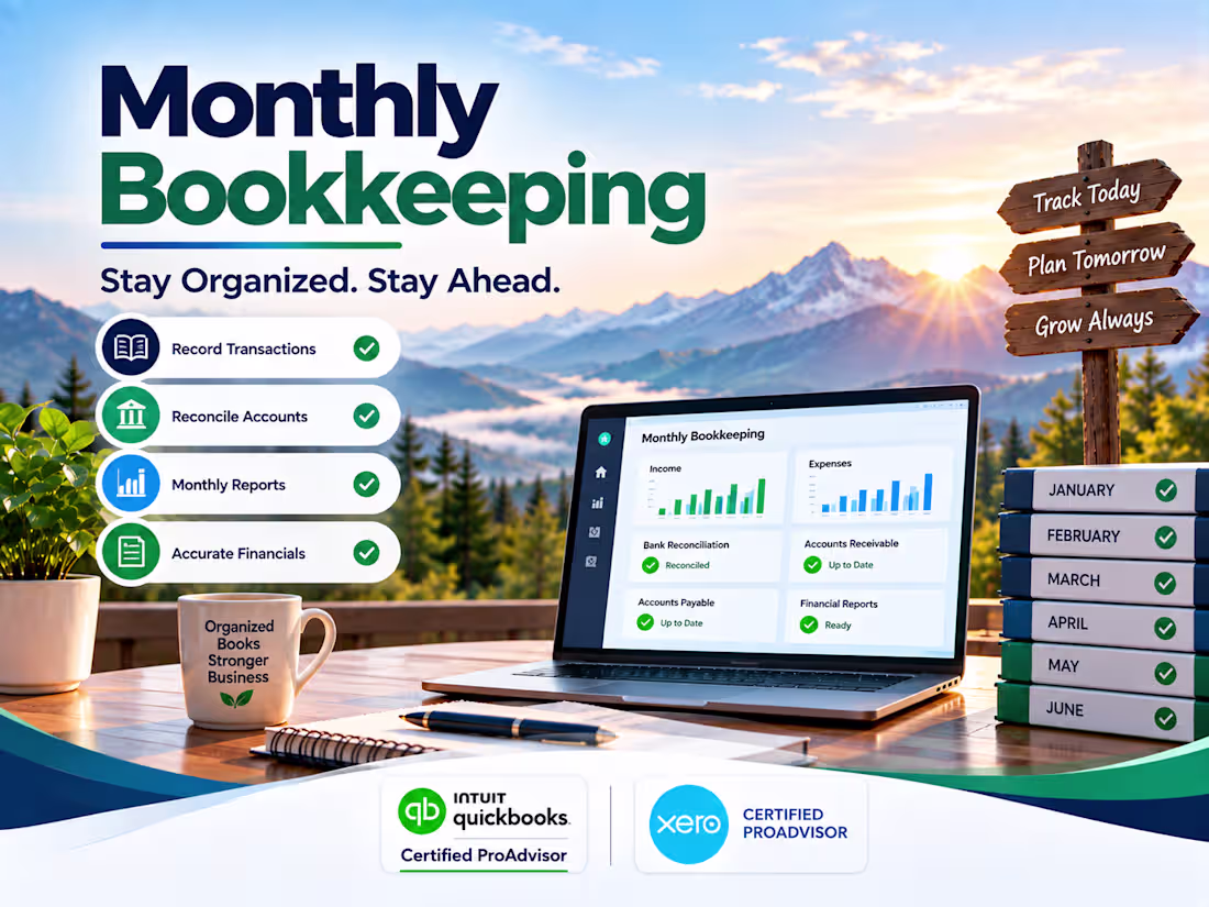 Cover image for Monthly Bookkeeping & Financial Reporting
