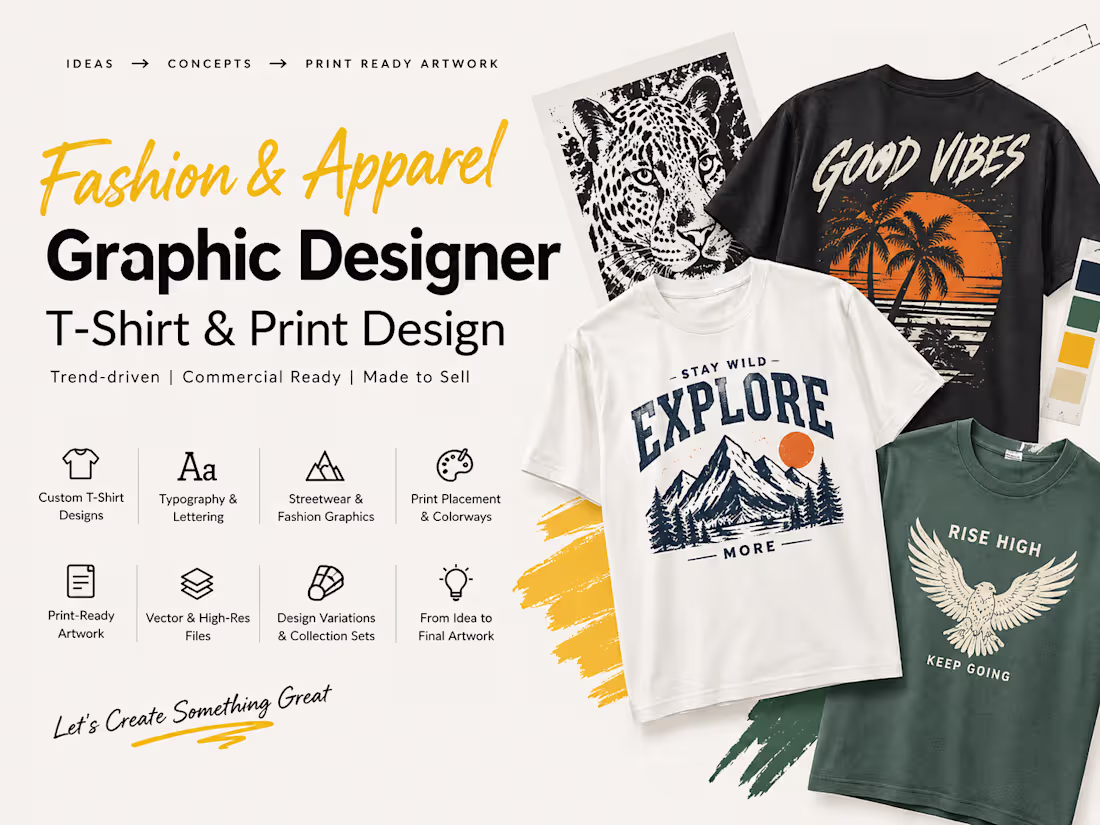 Cover image for Professional T-Shirt Graphic Design & Print-Ready Artwork