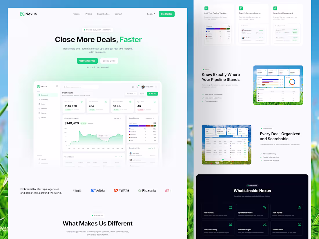 Cover image for Nexus, B2B SaaS Landing Page UI/UX Design