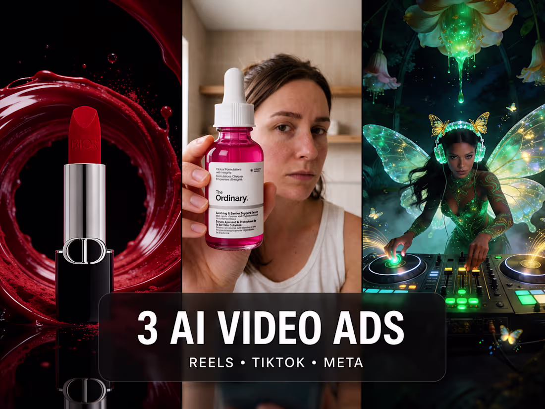 Cover image for  3 AI Video Ads for Reels, TikTok & Meta