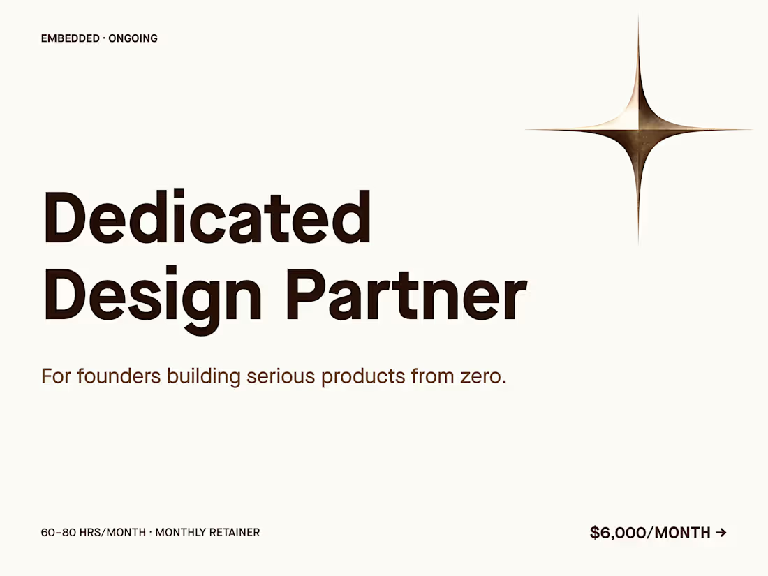 Cover image for Dedicated Design Partner — Senior Embedded Design for Founders